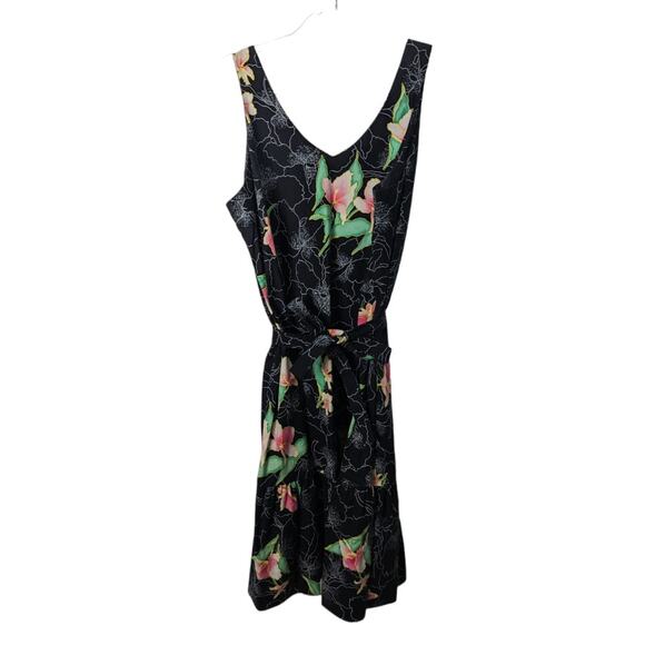 Vintage Hilo Hattie Short Sleeve Shirt Midi Dress Set Black Gray Color Floral - Picture 7 of 11